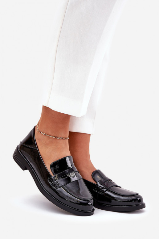 Elegantný štýl Lakované mokasíny Dámske Z Zapnutéturalnej Skóry Vinceza 18100 čierna Elegantný štýl Lakované mokasíny Dámske Z Zapnutéturalnej Skóry Vinceza 18100 čierna