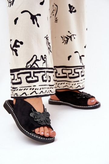 Dámske sandále so širokými podpätkami s ozdobami čierna Setorina