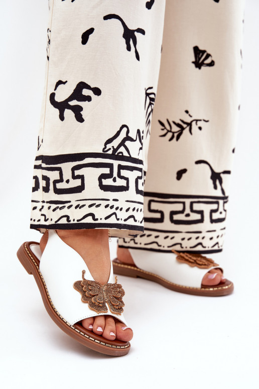 Dámske sandále so širokými podpätkami s ozdobami biela farba Setorina