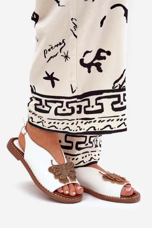 Dámske sandále so širokými podpätkami s ozdobami biela farba Setorina