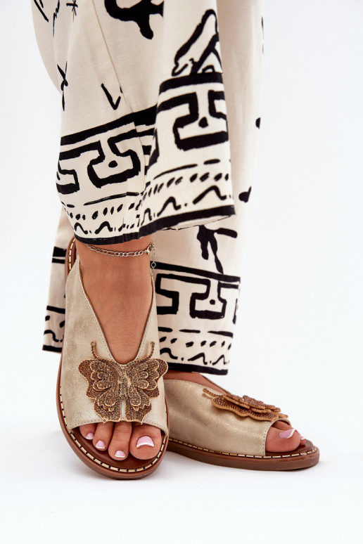 Dámske sandále so širokými podpätkami s ozdobami zlatej farby Setorina Dámske sandále so širokými podpätkami s ozdobami zlatej farby Setorina