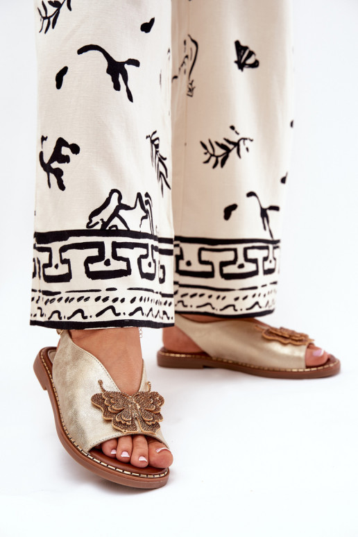 Dámske sandále so širokými podpätkami s ozdobami zlatej farby Setorina Dámske sandále so širokými podpätkami s ozdobami zlatej farby Setorina