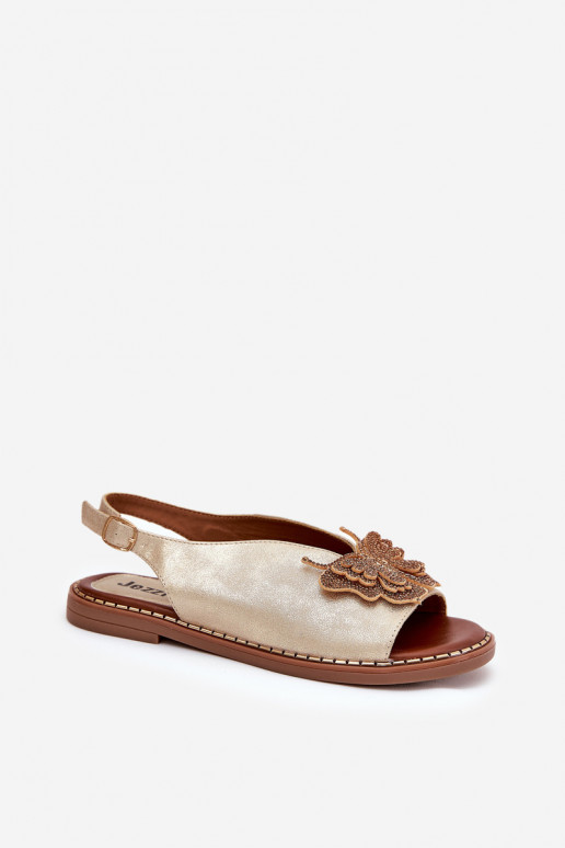 Dámske sandále so širokými podpätkami s ozdobami zlatej farby Setorina Dámske sandále so širokými podpätkami s ozdobami zlatej farby Setorina