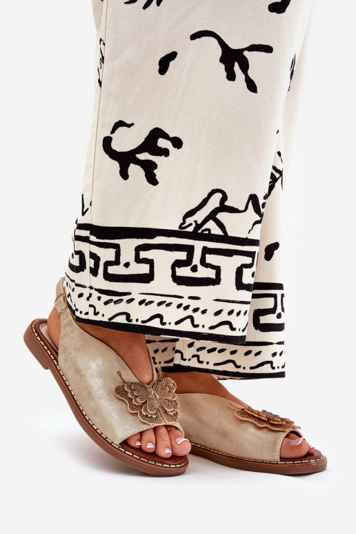 Dámske sandále so širokými podpätkami s ozdobami zlatej farby Setorina Dámske sandále so širokými podpätkami s ozdobami zlatej farby Setorina