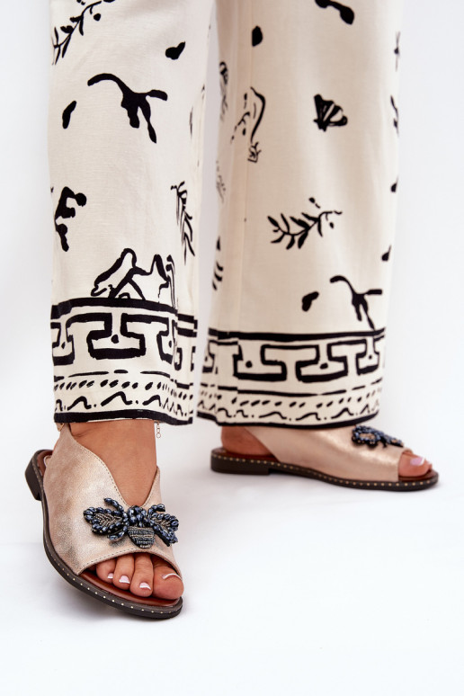 s leskom Dámske sandále s ozdobami rovná sa farba ružového zlata Russona