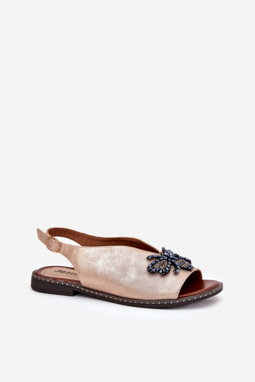s leskom Dámske sandále s ozdobami rovná sa farba ružového zlata Russona