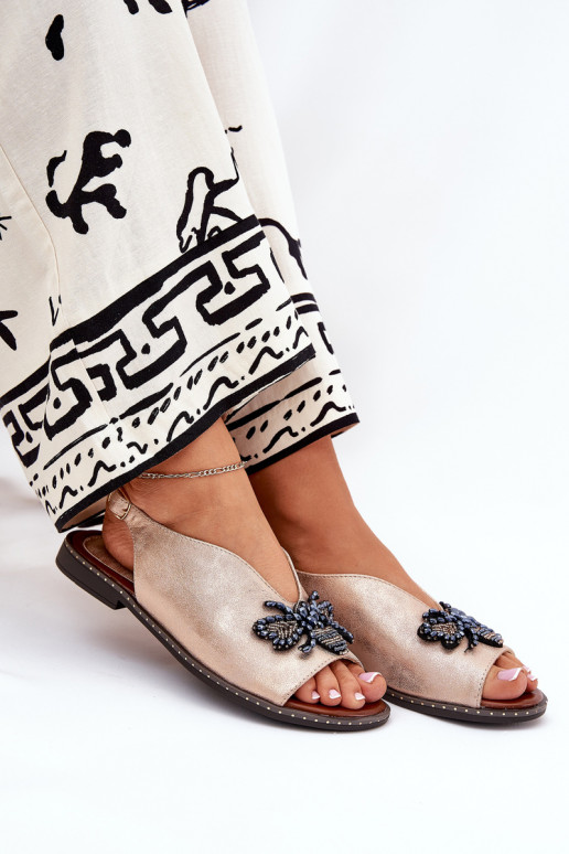 s leskom Dámske sandále s ozdobami rovná sa farba ružového zlata Russona