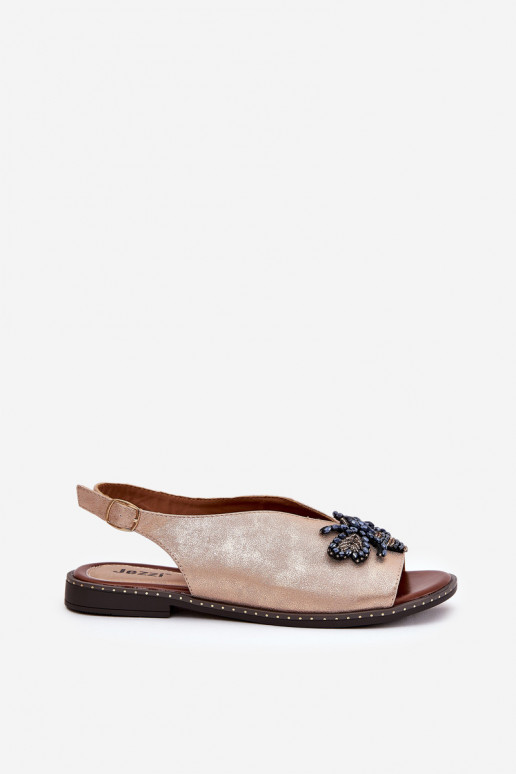 s leskom Dámske sandále s ozdobami rovná sa farba ružového zlata Russona