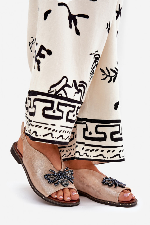 s leskom Dámske sandále s ozdobami rovná sa farba ružového zlata Russona