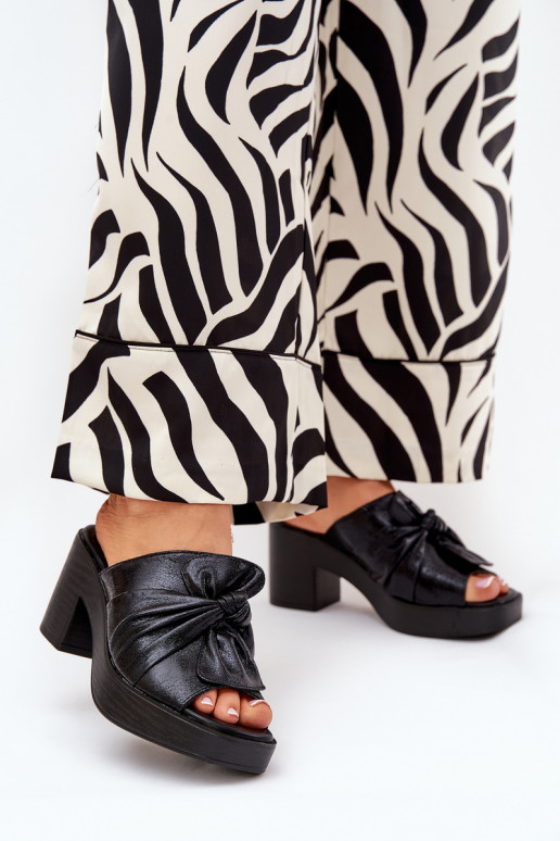 Dámske papuče s podpätkami z eko kože čierna Kikilla