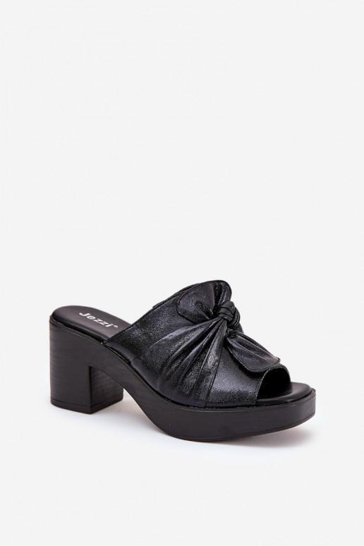 Dámske papuče s podpätkami z eko kože čierna Kikilla