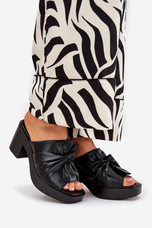 Dámske papuče s podpätkami z eko kože čierna Kikilla