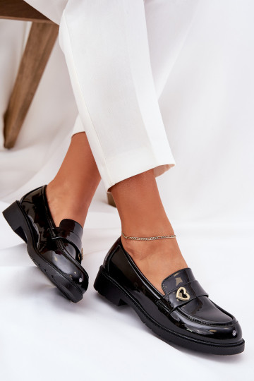 Lakované mokasíny Dámske So srdcom S.Barski HY51-379 čierna