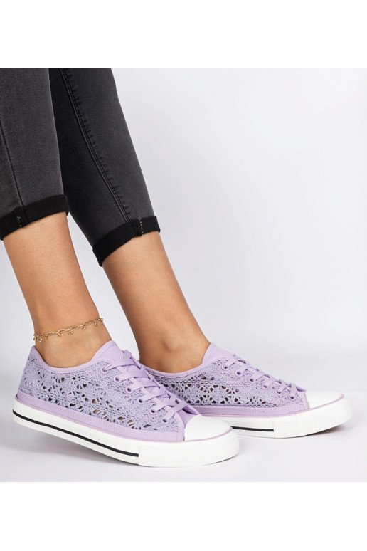 Fialové dámske ażurowé plátenky Saha