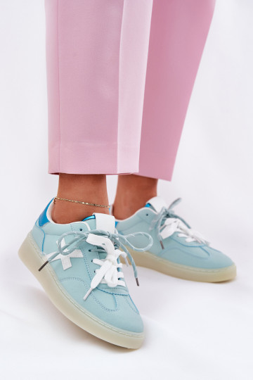 Nízka tenisky Dámske so vzormi leopardej kožušiny mätové farby Zelevelis