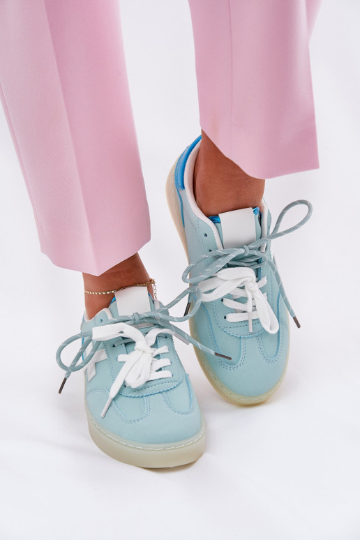 Nízka tenisky Dámske so vzormi leopardej kožušiny mätové farby Zelevelis