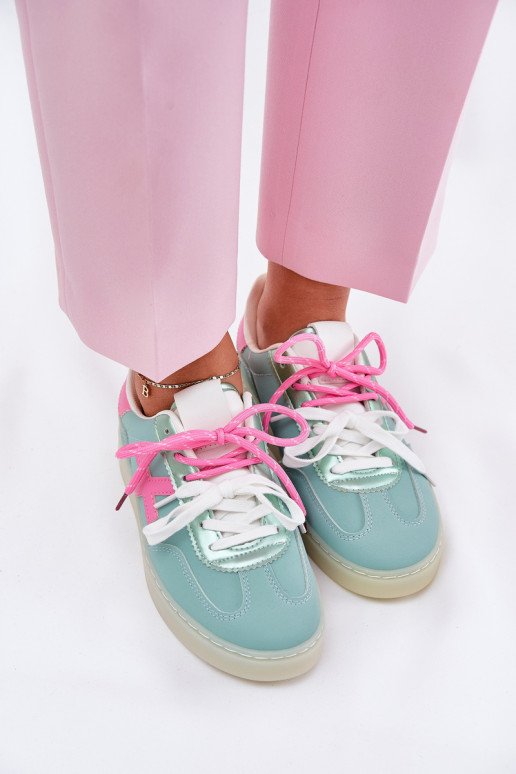 Nízka tenisky Dámske so vzormi leopardej kožušiny mäta -Ružová Zelevelis