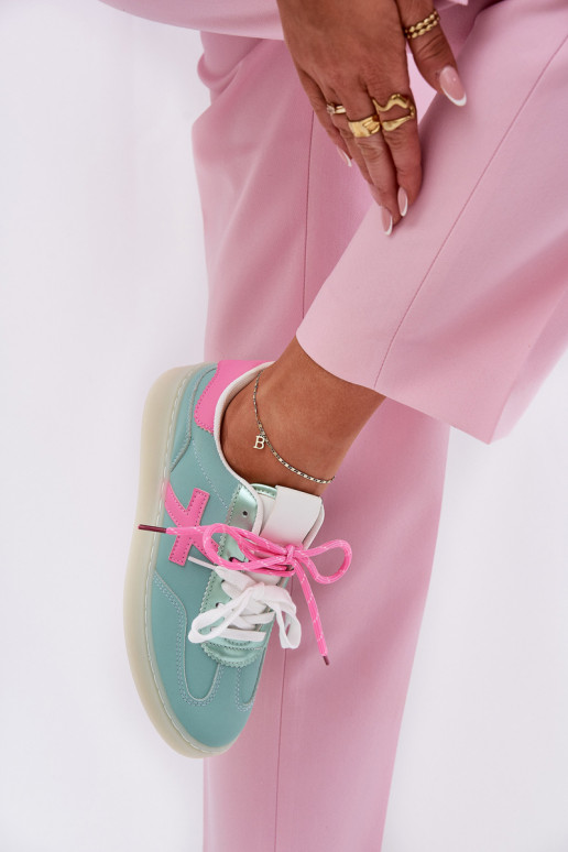 Nízka tenisky Dámske so vzormi leopardej kožušiny mäta -Ružová Zelevelis