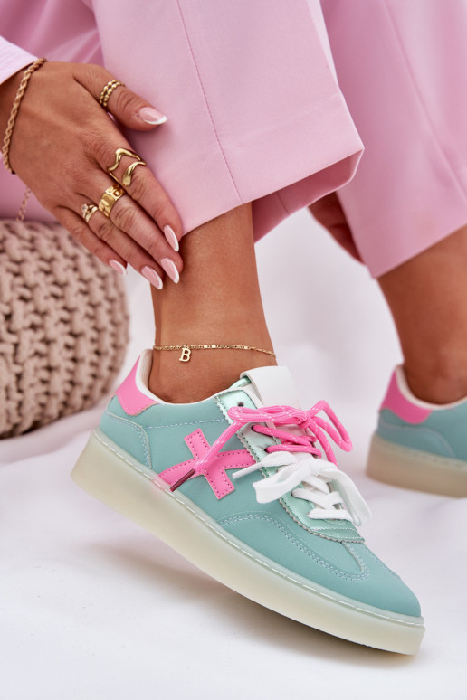 Nízka tenisky Dámske so vzormi leopardej kožušiny mäta -Ružová Zelevelis