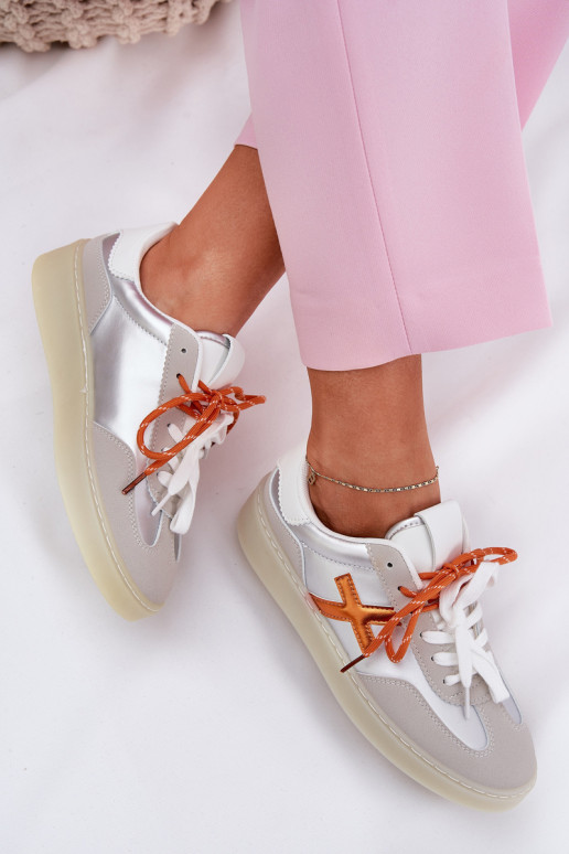 Nízka tenisky Dámske strieborná farba Zelevelis