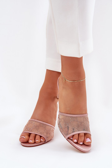 Zdobené Papuče s tenkými podpätkami Szampańskie Ennoriel