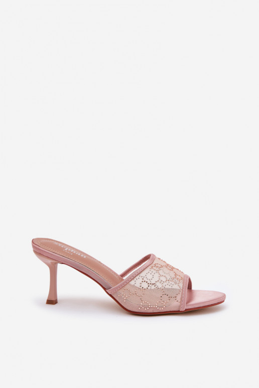 Zdobené Papuče s tenkými podpätkami Szampańskie Ennoriel