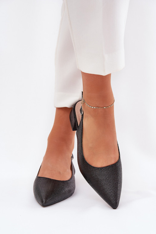 vzorované sandále Dámske Zapnuté Jemném Obcasie čierna Jorela