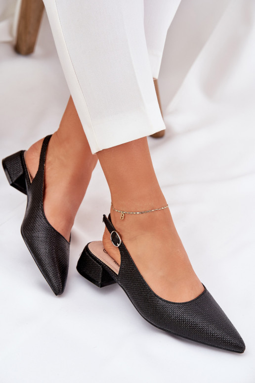 vzorované sandále Dámske Zapnuté Jemném Obcasie čierna Jorela