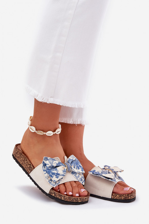 Dámske Papuče so stuhami s platformou Modrá Lisandrea