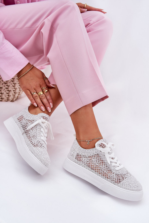 s prvkami prelamovania Tenisky Dámske s platformou biela farba Aranelith