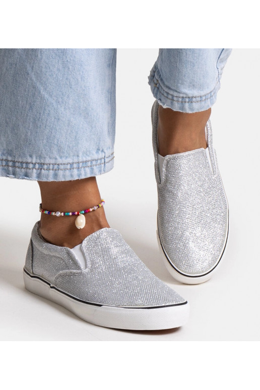 Strieborné lesklé tenisovky Lublubah
