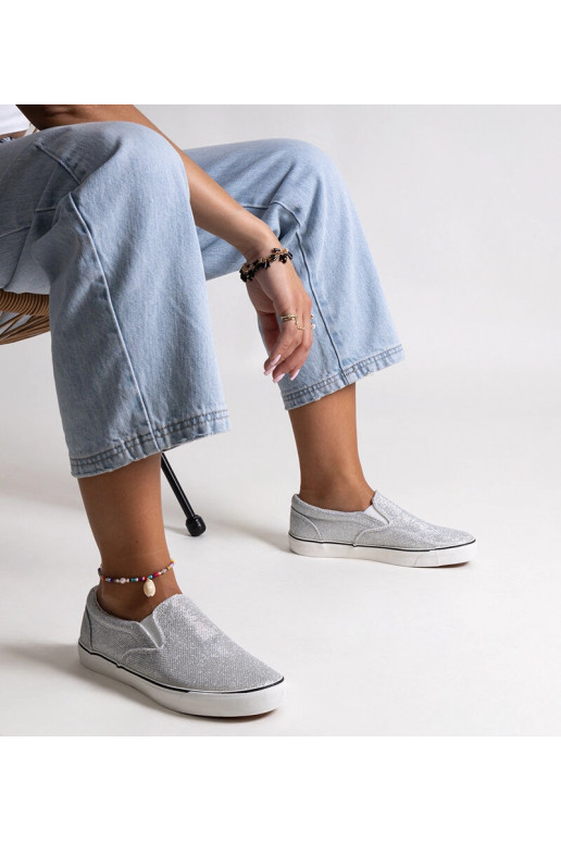 Strieborné lesklé tenisovky Lublubah