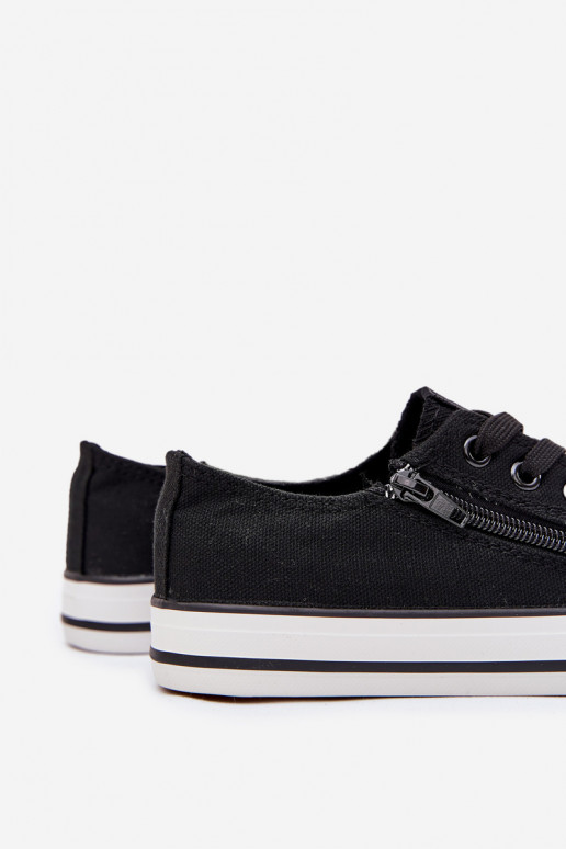 deti ploché tenisky so šnúrkami čierna Márgo deti ploché tenisky so šnúrkami čierna Márgo