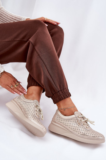 Dámske kožené tenisky Športový štýl topánky zlatej farby Brumia