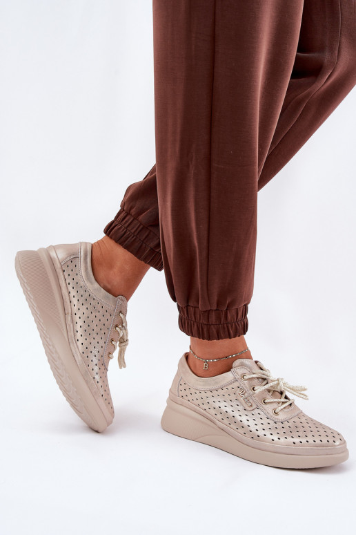 Dámske kožené tenisky Športový štýl topánky zlatej farby Brumia