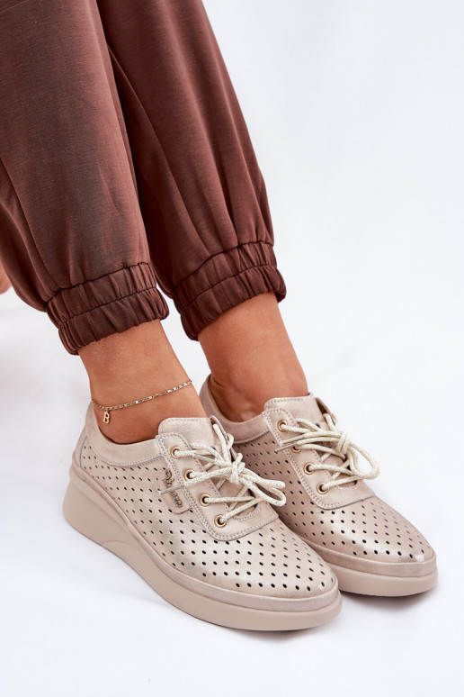 Dámske kožené tenisky Športový štýl topánky zlatej farby Brumia