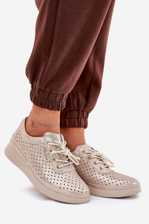 Dámske kožené tenisky Športový štýl topánky zlatej farby Brumia