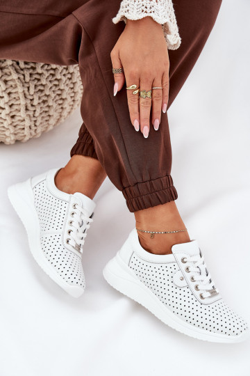 Dámske Kožené tenisky Vinceza 79532 biela farba