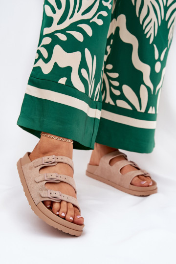 Dámske papuče S pruhmi I s prackamimi béžová Uliri