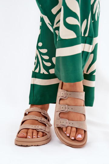 Dámske papuče S pruhmi I s prackamimi béžová Uliri 2