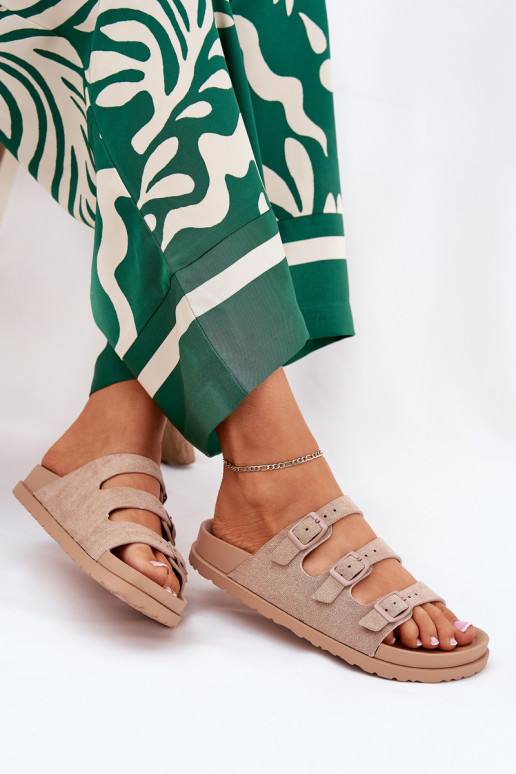 Dámske papuče S pruhmi I s prackamimi béžová Uliri