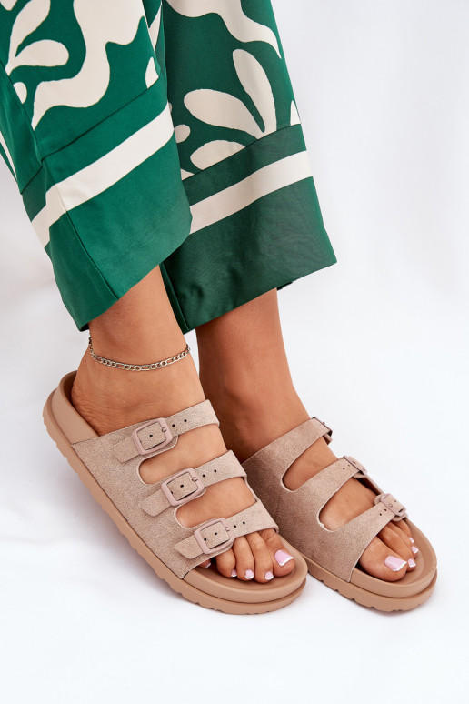 Dámske papuče S pruhmi I s prackamimi béžová Uliri