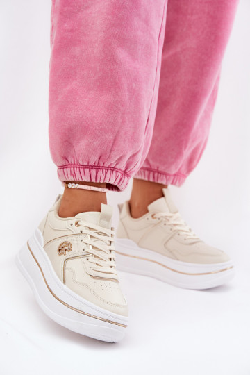 Dámske tenisky s platformou béžová Caldeno