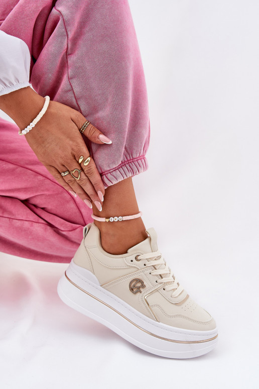 Dámske tenisky s platformou béžová Caldeno