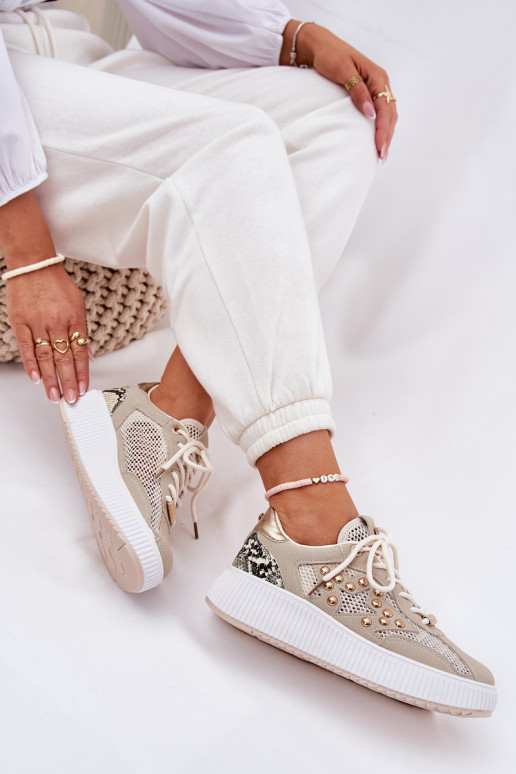 tenisky Dámske s mriežkou A cvoky béžová Ogalda