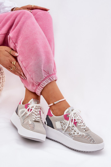 tenisky Dámske s mriežkou A cvoky sivá Ogalda