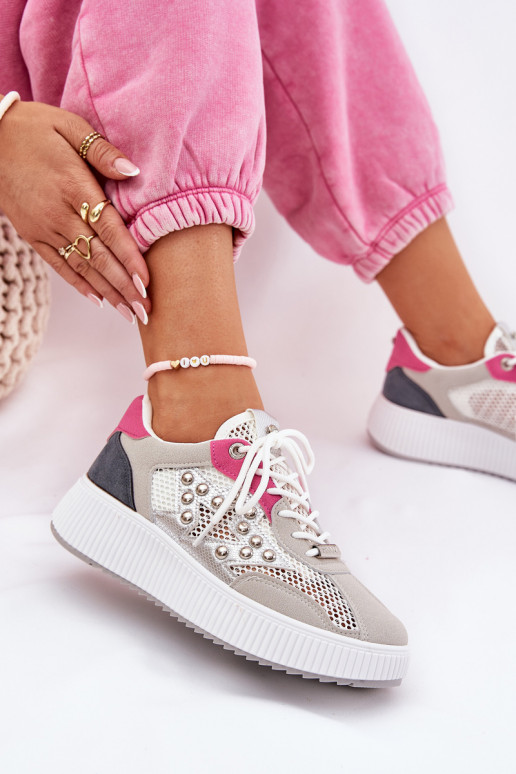 tenisky Dámske s mriežkou A cvoky sivá Ogalda