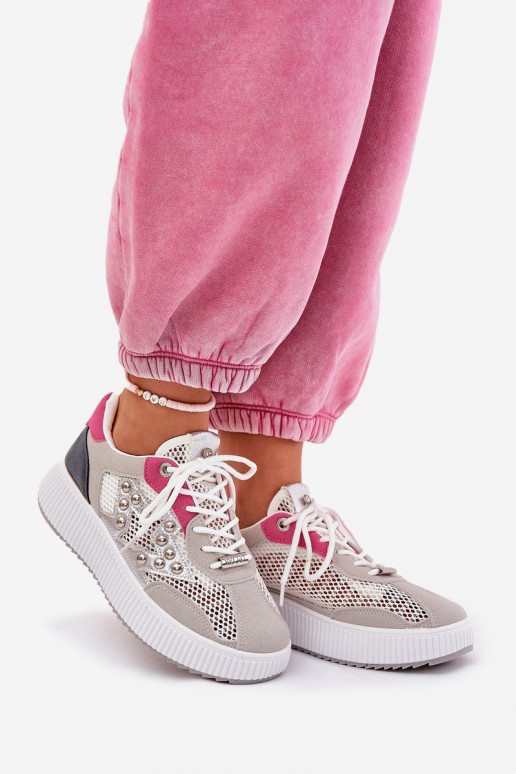 tenisky Dámske s mriežkou A cvoky sivá Ogalda