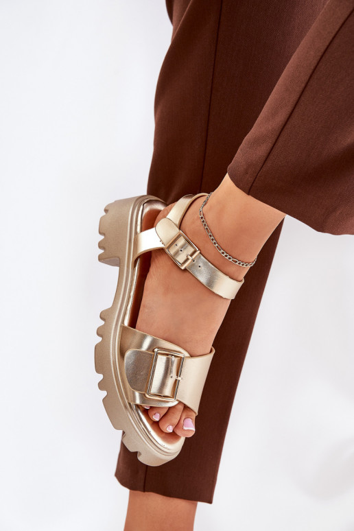 Eko Dámske sandále Dámske s prackami zlatej farby Gofielle