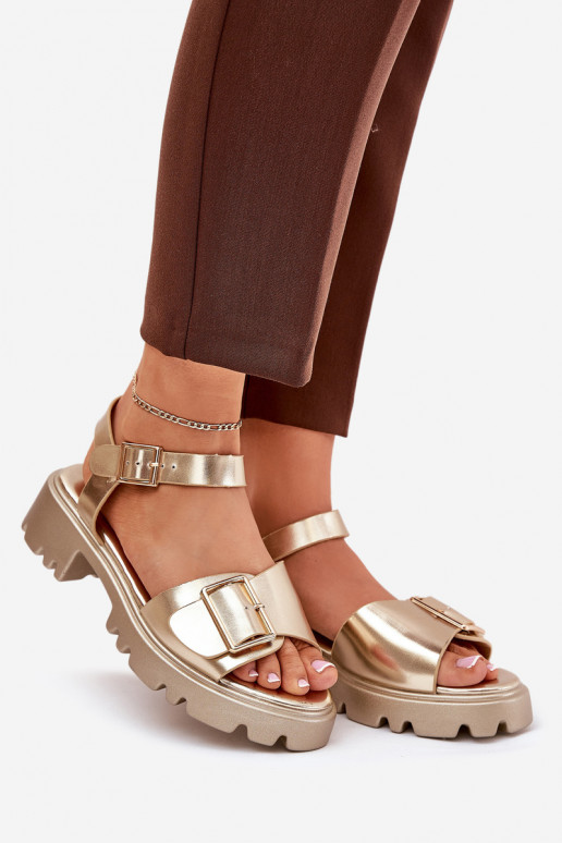 Eko Dámske sandále Dámske s prackami zlatej farby Gofielle